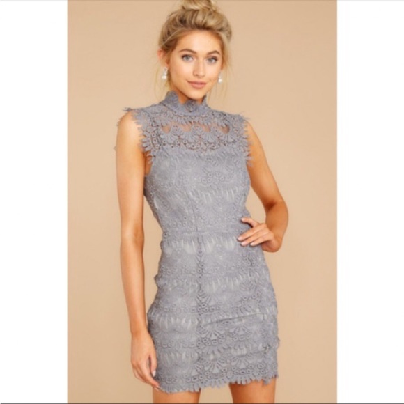 Red Dress Boutique Dresses & Skirts - NEW Red Dress Boutique Size Small Gray Lace High Neck Sleeveless Dress